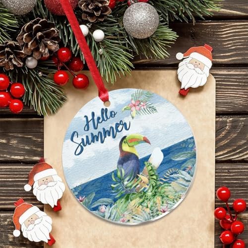 3 Acrylic Christmas Ornaments 2024 Parrot Hello Summer Decor Hanging Baubles