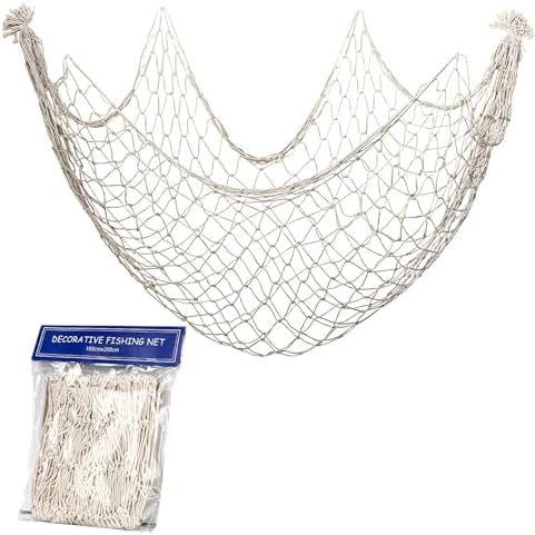 DingCo Fish Net Decor Pirate Party Decorations Natural Cotton Netting for Home Dcor 79x39 Inch 1 Pack