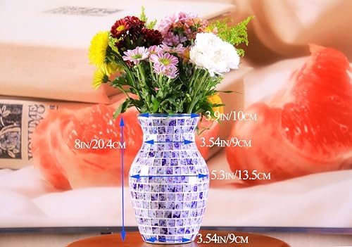 8 Inch Purple Mosaic Glass Vase - Exquisite Decor