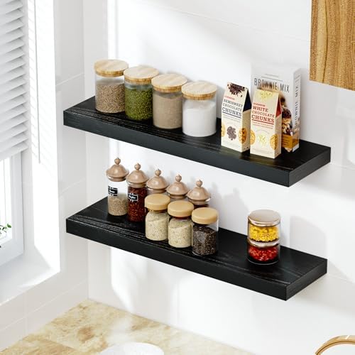 Rustic Floating Shelves Wall Mount 30 Inch Set of 2 Black