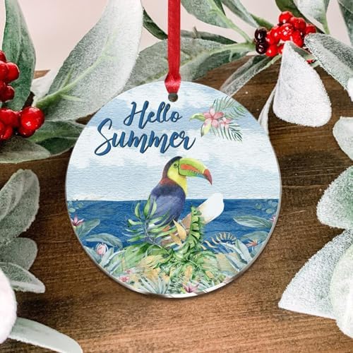 3 Acrylic Christmas Ornaments 2024 Parrot Hello Summer Decor Hanging Baubles