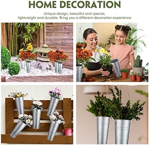 Chumia 12 Pcs Galvanized Flower Bucket Set Matte Silver