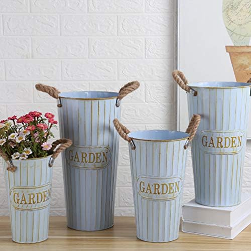 DOITOOL Rustic Metal Flower Vase Vintage Bucket Decor
