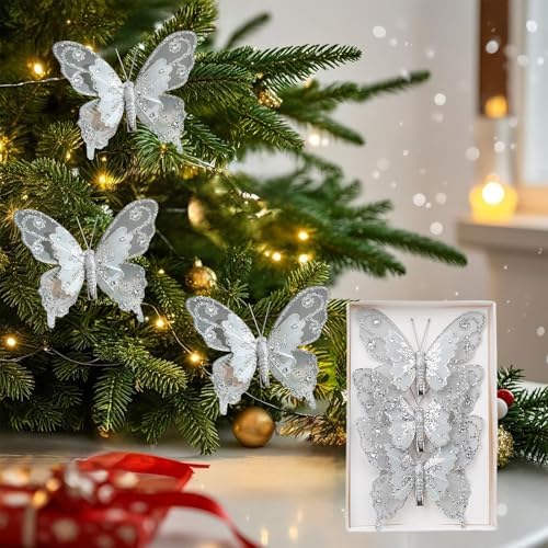 3PCS Silver 3D Butterfly Clip Decorations