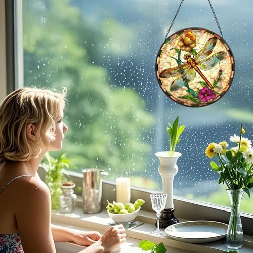 Stained Glass Dragonfly Suncatcher for Windows