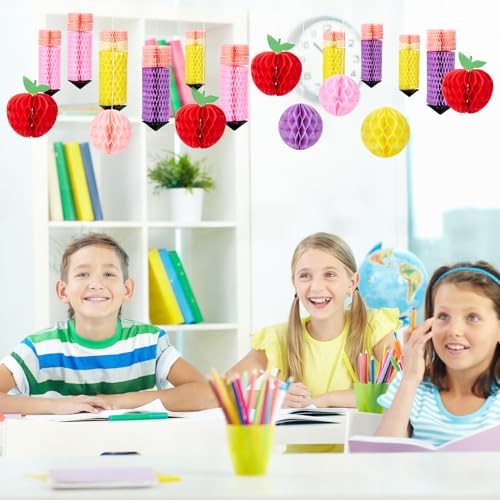 18 Pcs Pencil Apple Hanging Decorations Set