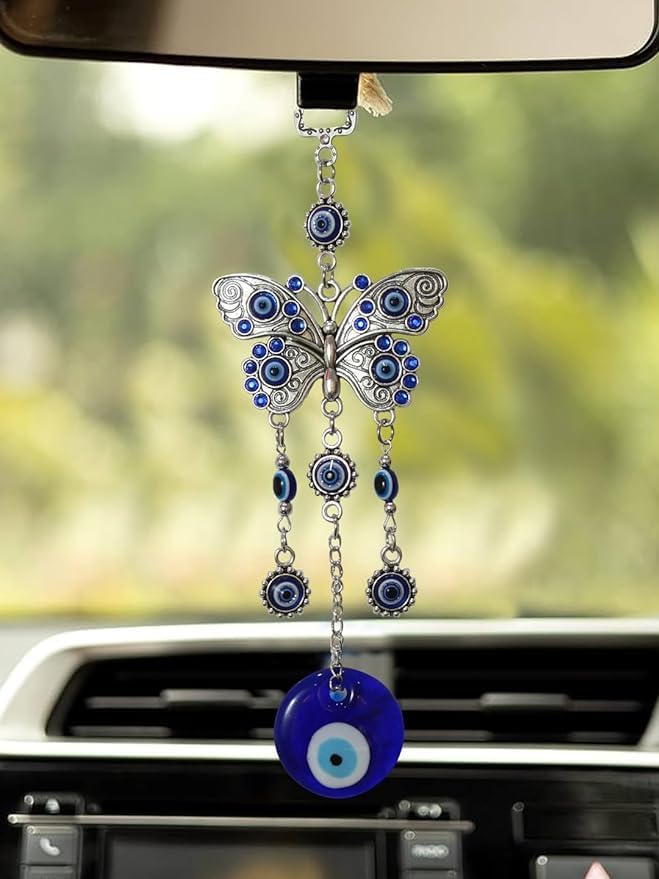 Butterfly Blue Evil Eye Wall Hanging for Home Entrance
