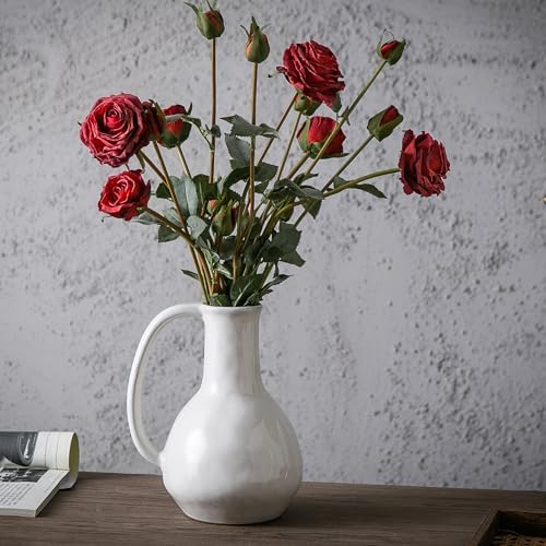 Tanvecle White Ceramic Vase with Big Handles