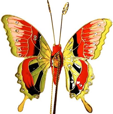 Handmade Enamel Bejeweled Butterfly Hanging Ornament 1
