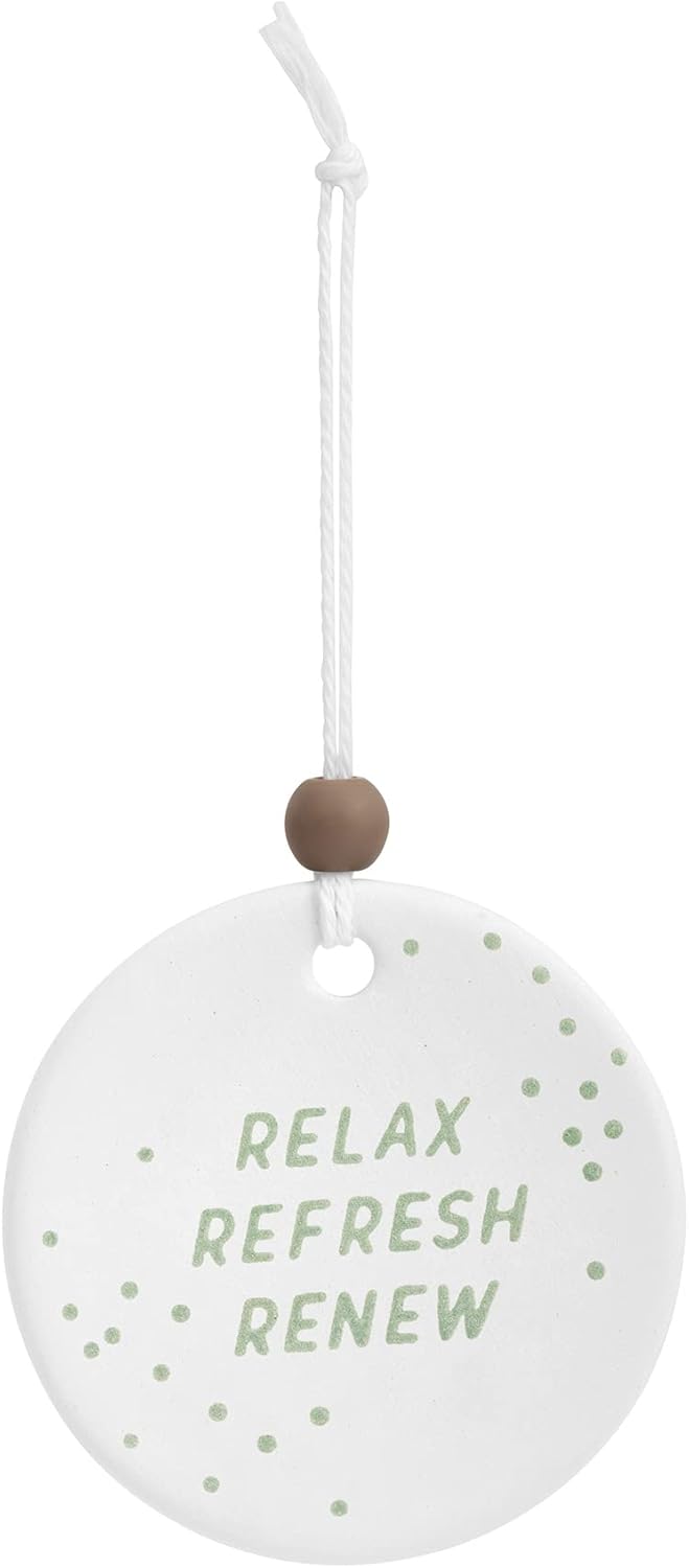 DEMDACO Relax Refresh Renew Green Earthenware Diffuser Hanging Ornament