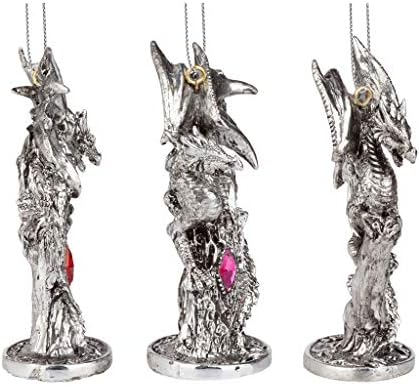 Design Toscano 3 Dragons Holiday Gemstone Ornament Set