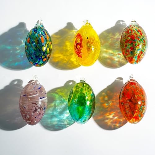 6PCS Colorful Blown Glass Egg Hanging Ornaments