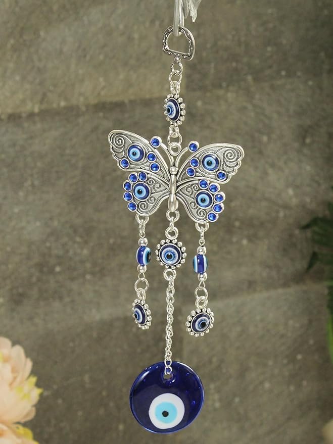 Butterfly Blue Evil Eye Wall Hanging for Home Entrance