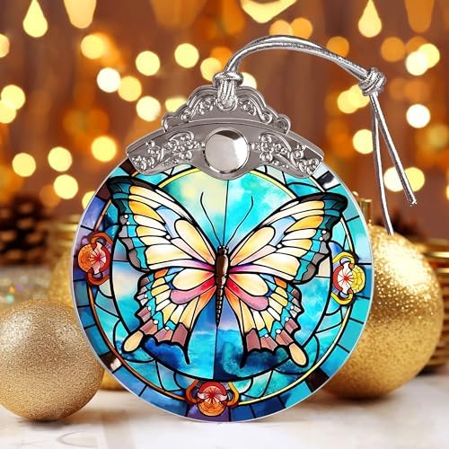 Butterfly Christmas Tree Ornament - 3 Inch Glass Decor