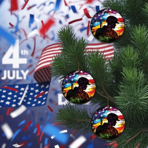 Patriotic Soldier Ornament with American Flag Design