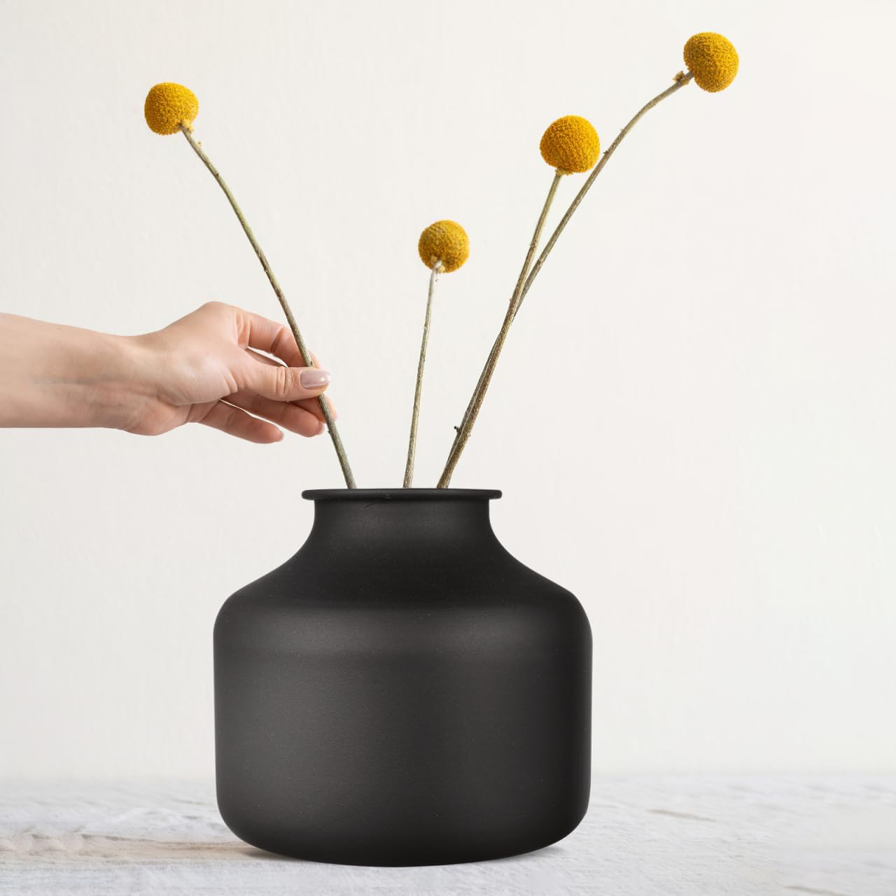 Happyyami Metal Matte Black Flower Vase Small