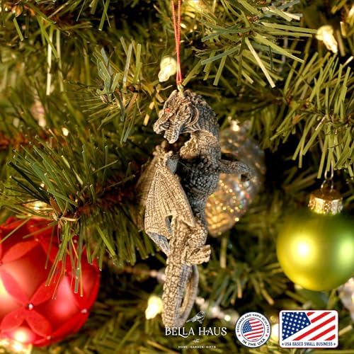 Bella Haus Christmas Tree Dragon Ornament - Gothic Style