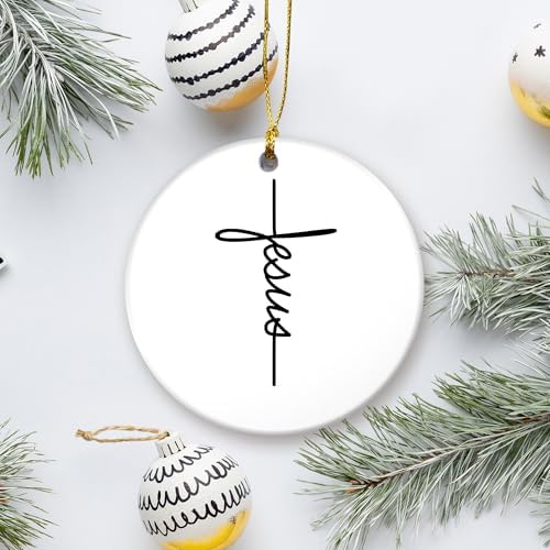 Jesus Christmas Ornament Christ Cross Decor Holiday Faith Gift