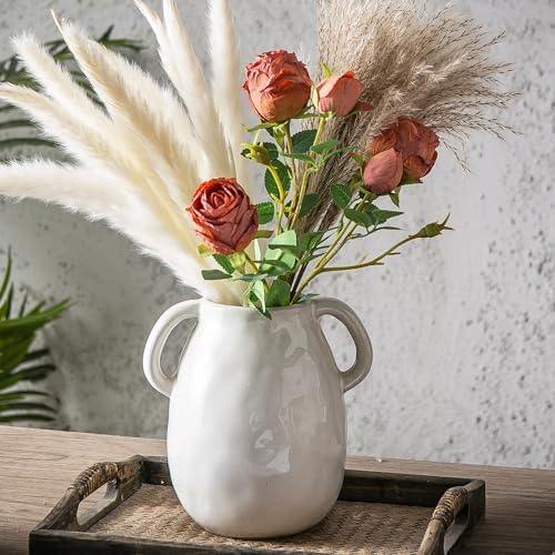 Kimdio White Ceramic Vase with Two Handles