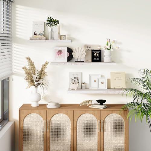 Vivelove Elm Wood Floating Book Shelves 36x8x14 Inch