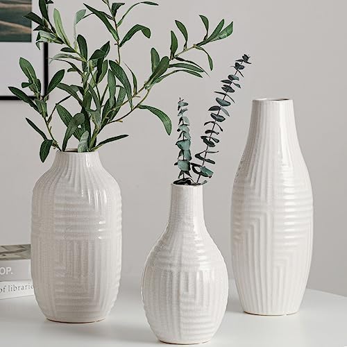 HJN White Ceramic Vase - Modern 106 H