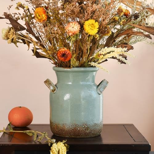 Quoowiit Ceramic Rustic Farmhouse Vase 8 Inches Tall