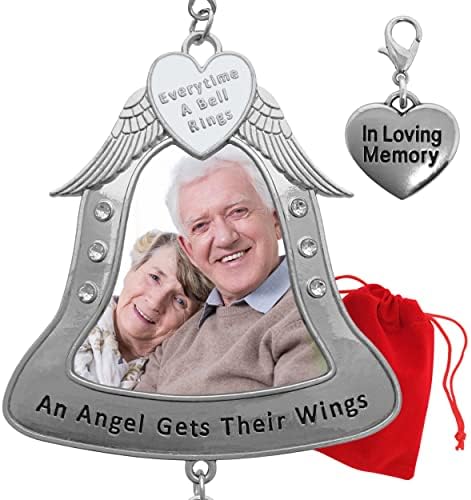 Loving Memory Photo Christmas Ornament with Angel Wings