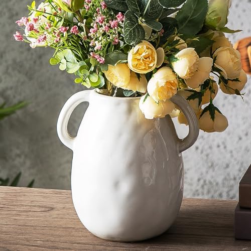 Kimdio White Ceramic Vase with Two Handles