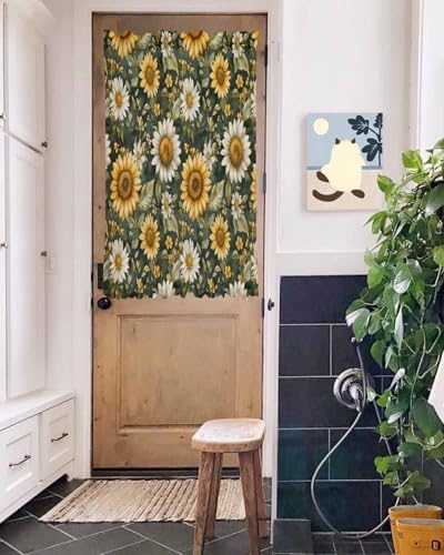 PANJINEXT Door Curtains 54x40 Sheer Thermal Insulated Rod Pocket Drapes with Tiebacks for French Doors