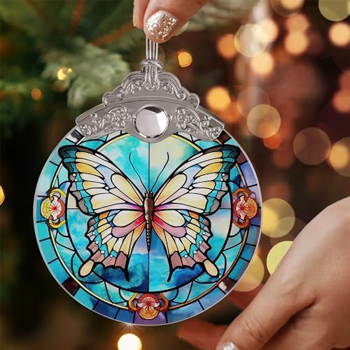 Butterfly Christmas Tree Ornament - 3 Inch Glass Decor