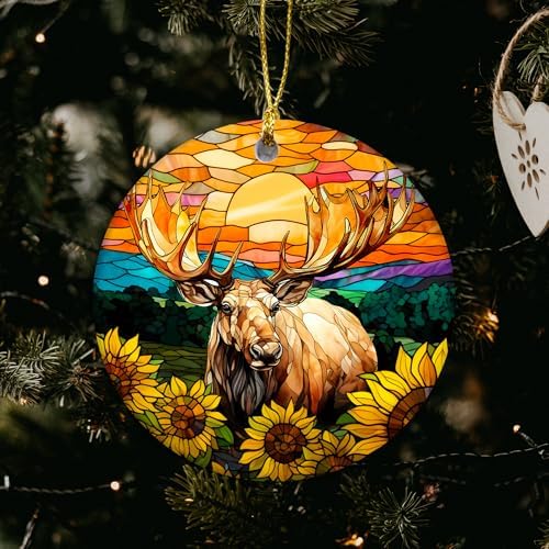 Stained Glass Moose Christmas Ornament for Kids and Animal Lovers