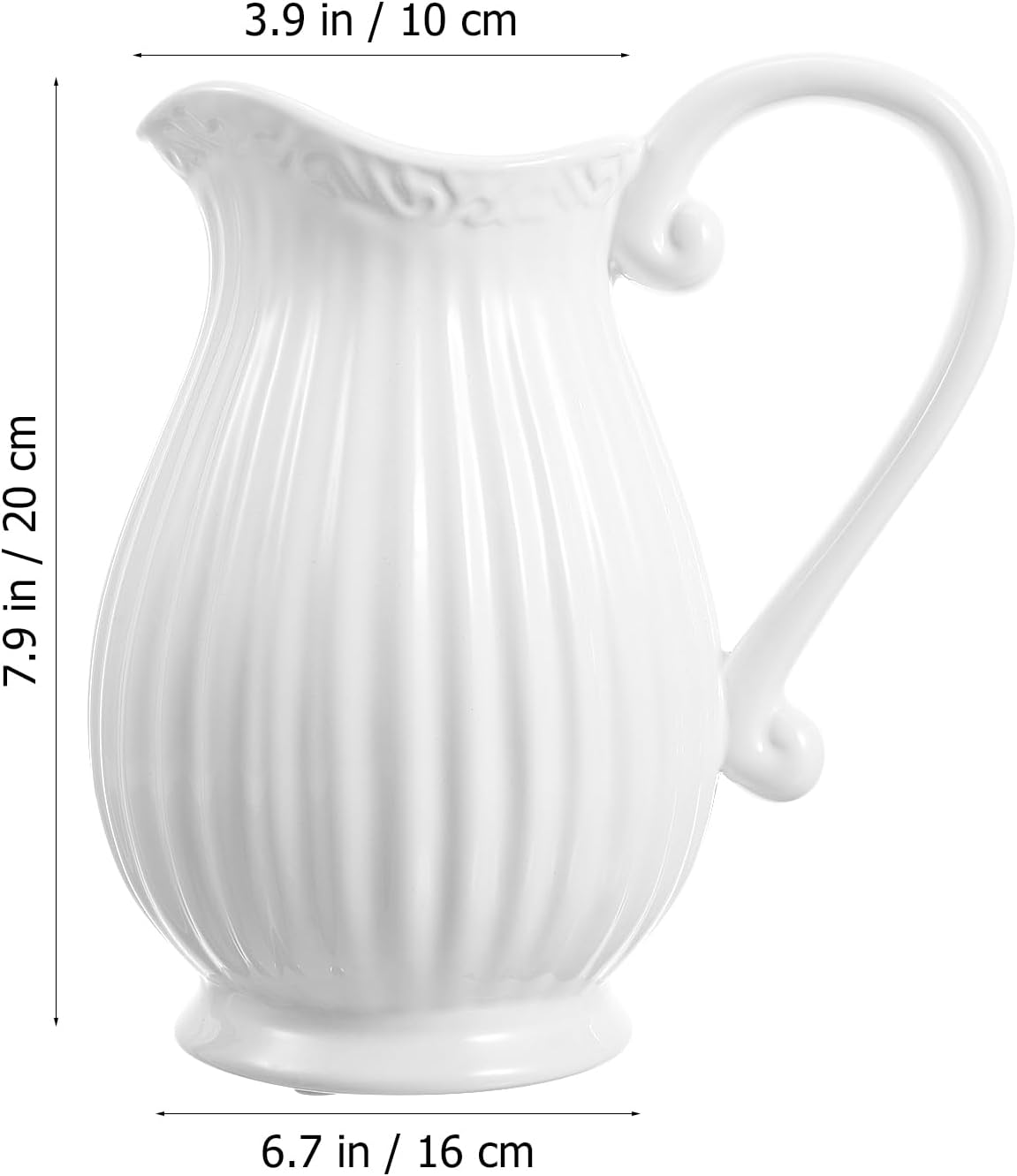 Yardwe White Ceramic Pitcher Vase 79 Inch
