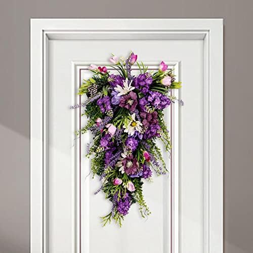 2165 Inch Spring Floral Teardrop Wreath for Front Door and Window