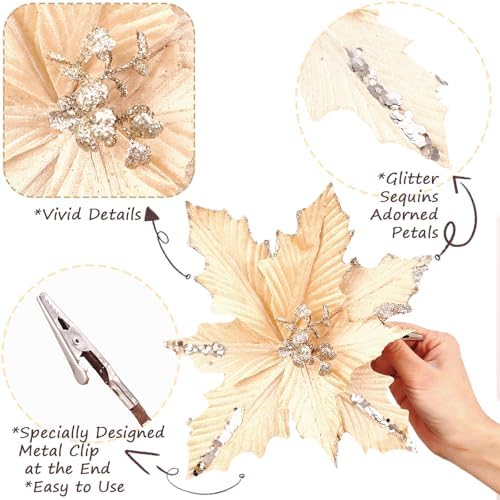 54Pcs Assorted Champagne Gold Xmas Tree Balls Ornaments Set