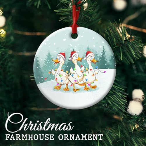 Cute Ducks Christmas Ceramic Ornament - Farmhouse Decor Funny Gifts for Friends