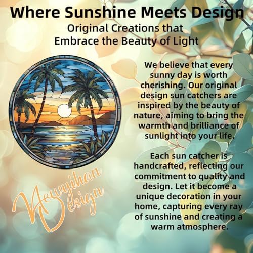 Stained Glass Window Hanging Suncatcher 8 Hand-Painted Decor for Windows with Fade Resistant Design