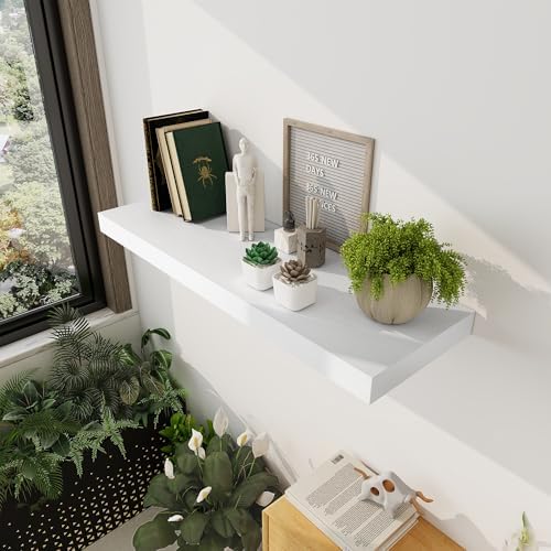White Floating Shelf 36x12 Inch Wall Mount