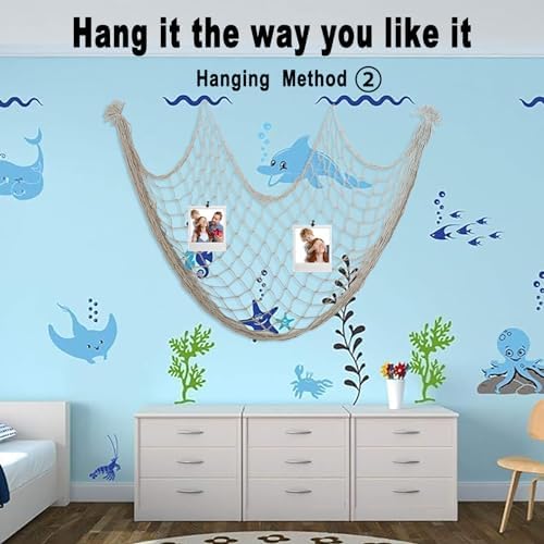 DingCo Fish Net Decor Pirate Party Decorations Natural Cotton Netting for Home Dcor 79x39 Inch 1 Pack