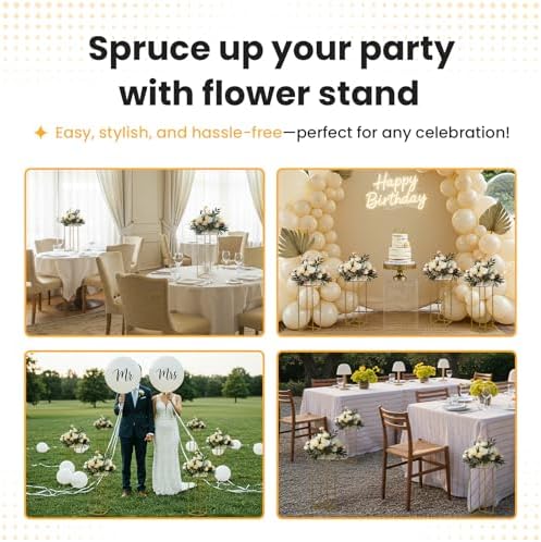 YALLOVE 10 Pack 2375 Inch Gold Wedding Flower Stand