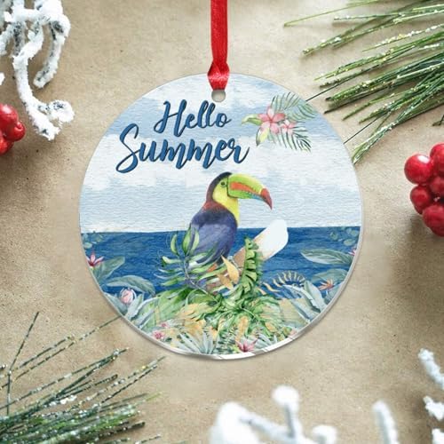 3 Acrylic Christmas Ornaments 2024 Parrot Hello Summer Decor Hanging Baubles
