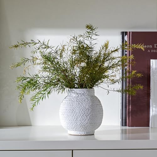 DN DECONATION White Textured Ceramic Vase for Home Decor