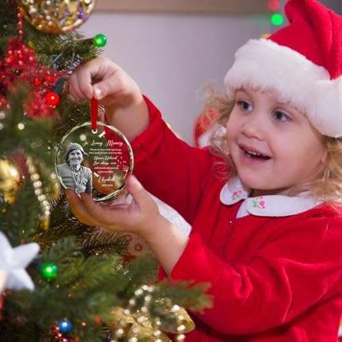 Personalized Photo Memorial Crystal Glass Christmas Ornament