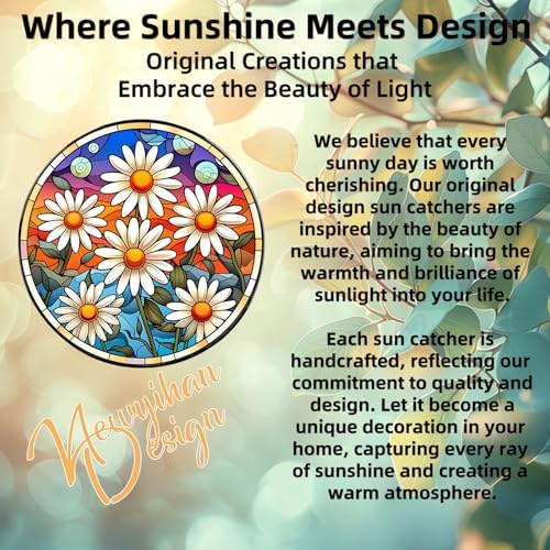 Stained Glass Window Hanging White Flower Suncatcher for Home Decor