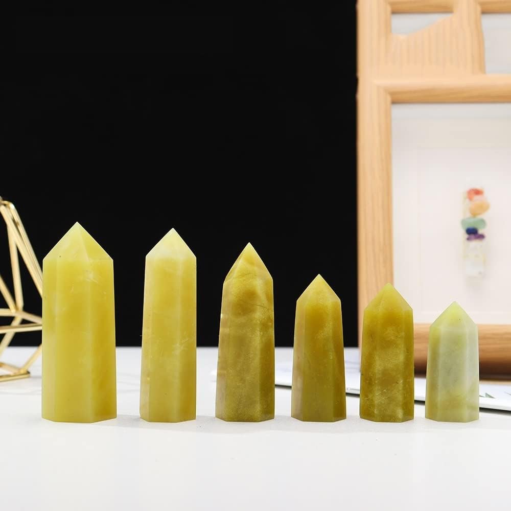 Green Jade Obelisk Wand Natural Crystal Home Decor