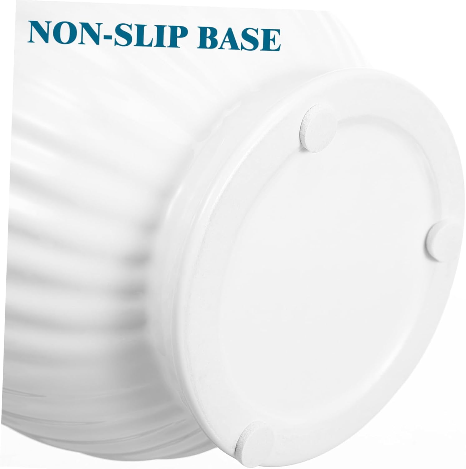 GANAZONO Simple White Striped Ceramic Flower Vase for Balconies