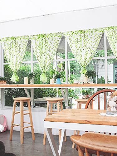 Breling Green Leaf Sheer Curtains 2 Pieces 52x787 Inch