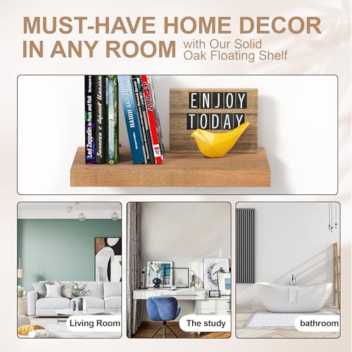 Solid Oak Floating Shelves 16x10 Inch Heavy Duty