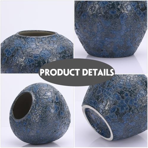 Rustic Large Blue Ceramic Vase for Home Decor