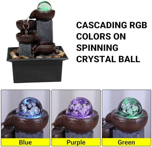 Fathers Den Collection Tabletop Water Fountain with Rainbow LED Lights