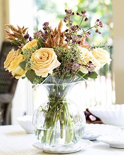 Vietri Hibiscus Clear Glass Fluted Vase 625D 7H